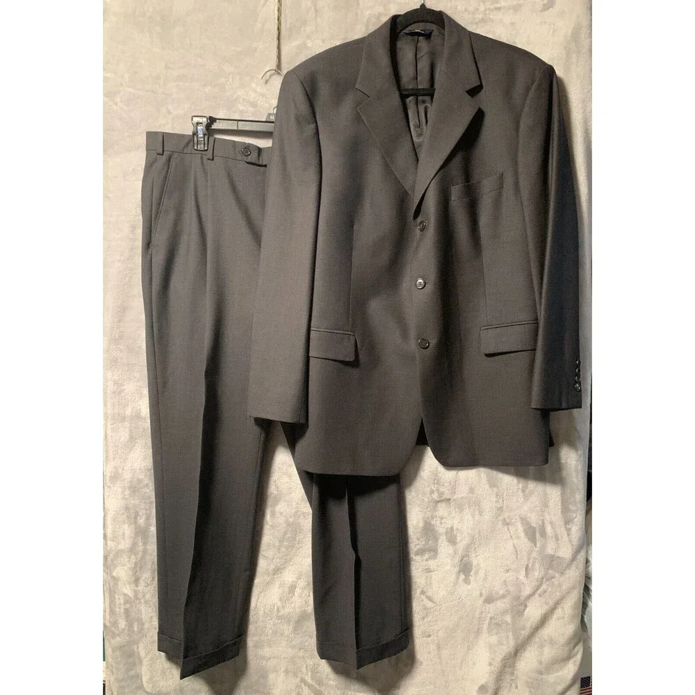 Brooks Brother 346 Stretch Suit‎ 44R Mens 2 Button Dark Gray Wool Pants 35x29